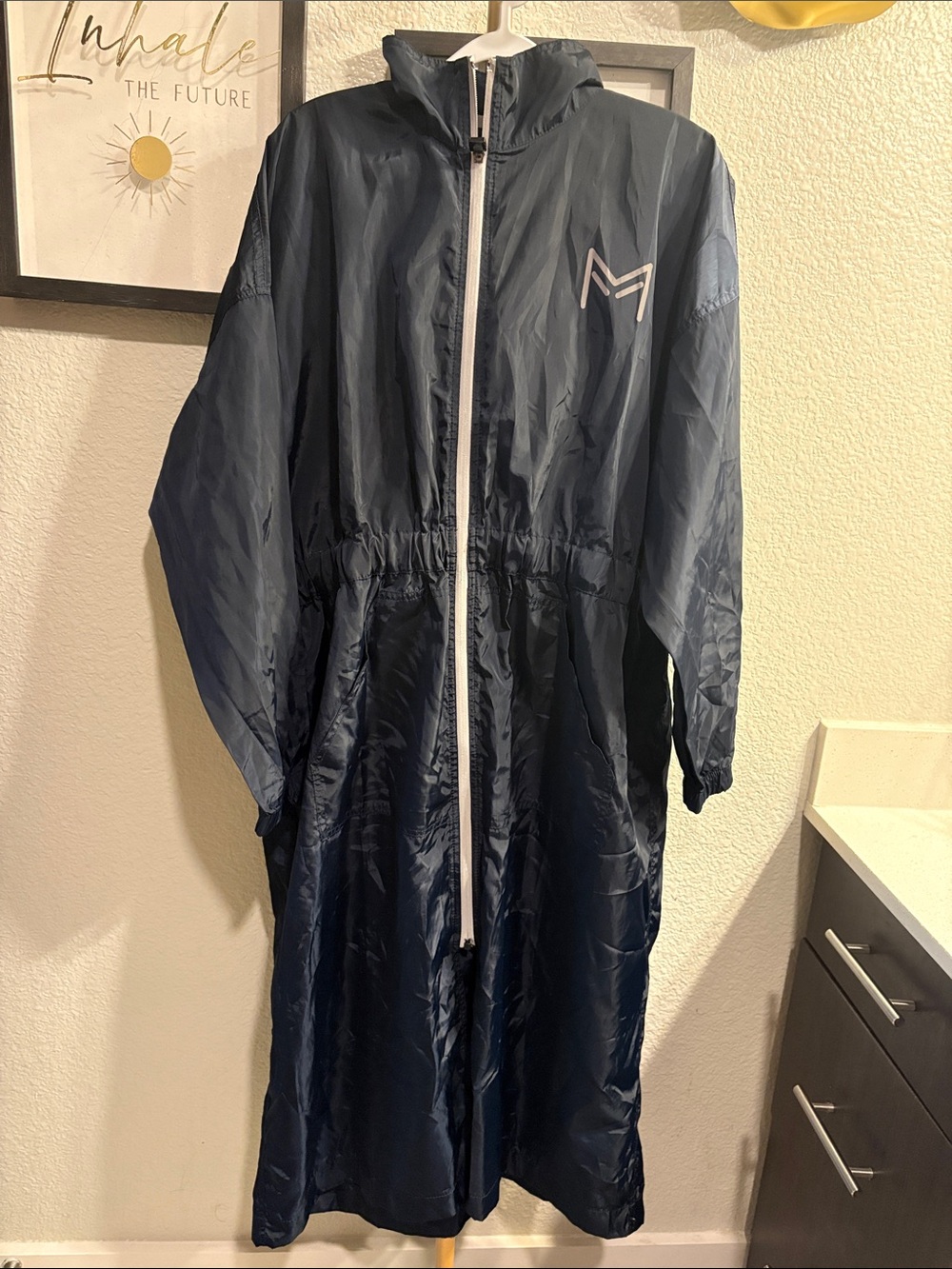 Navy Hooded Raincoat Jacket - M Logo